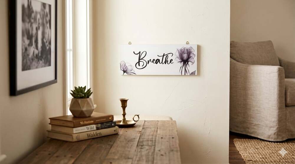 Breathe Floral Decorative Wooden Wall Sign 
15”x6”